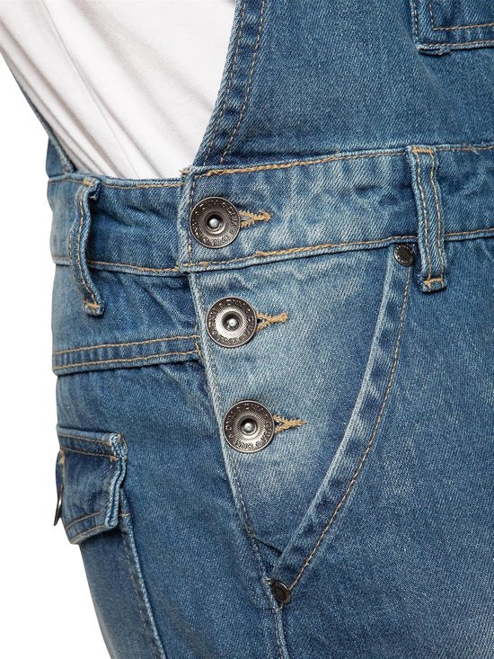 Jeans tuinbroek – Denim dungaree met verstelbare schouderbanden, casual werkbroek en vrijetijdsbroek, regular fit, robuuste jeans tuinbroek voor heren — afbeelding 3