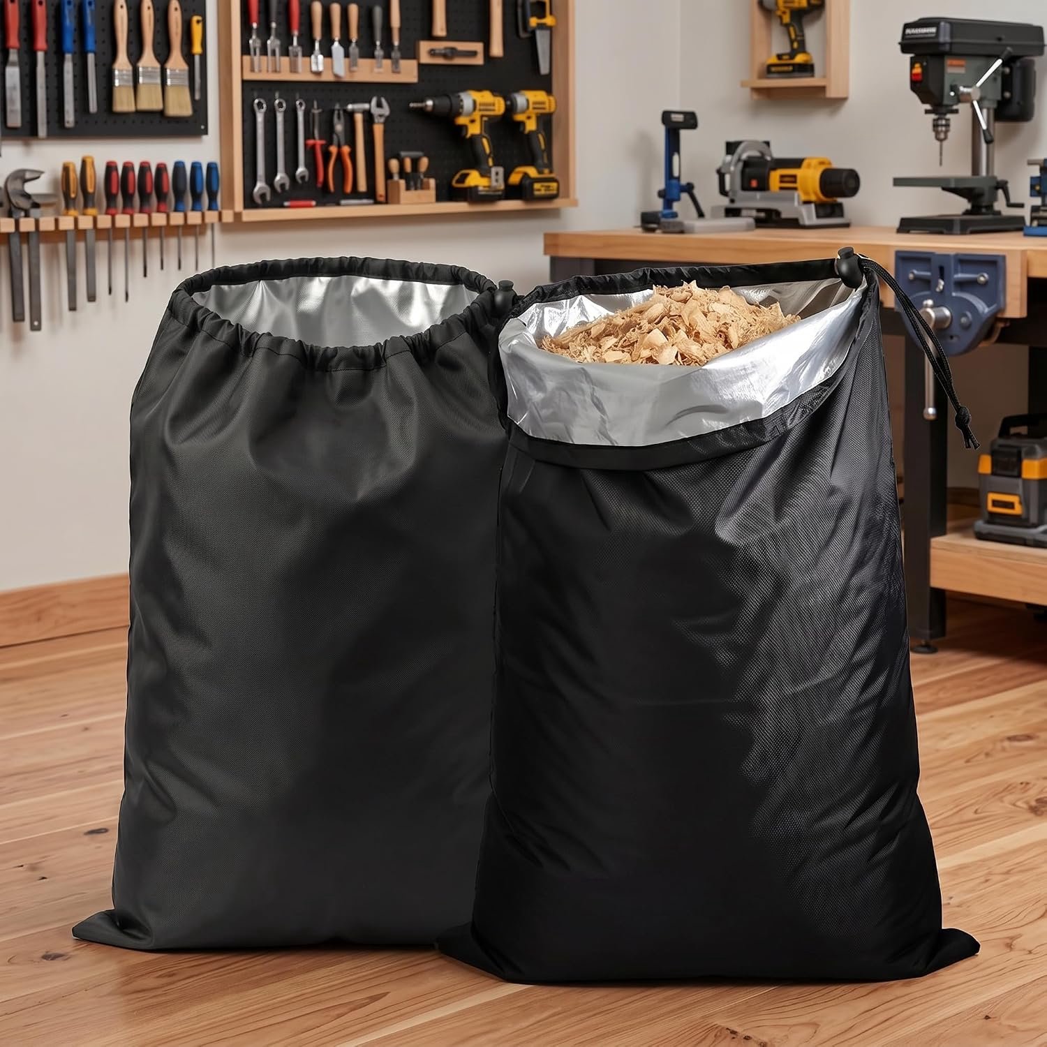 YAGXIG Bladopbergtas - Diverse opbergtas - Extra grote dikte - 210D Oxford-doekmateriaal - Stof- en waterdicht - Wasbaar - 48x24 inch - Verzamelt zaagsel, bladeren en gazonafval - Twee stukken