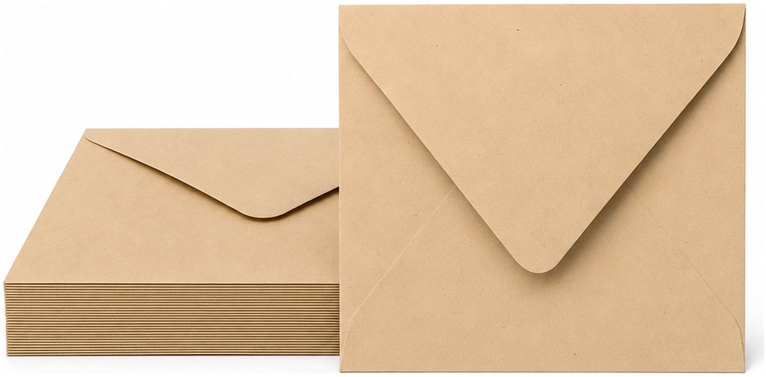 Enveloppen Kraftbruin 12.5x14 cm - 25 stuks - 120 gram - Kraft Enveloppen - Wenskaart Envelop