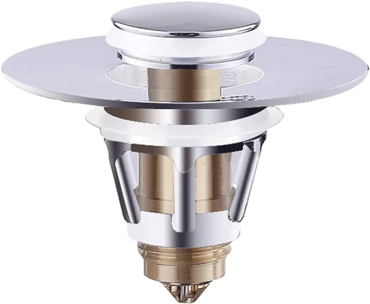 Aftapfilter, Roestvrij Staal Pushtype Bounce Kern,geen Overloop Pop-up Gootsteen Aftapplug,wastafel Bounce Drain Filter for Badkamer Gootsteen Bounce Core Plug Keukenaccessoires
