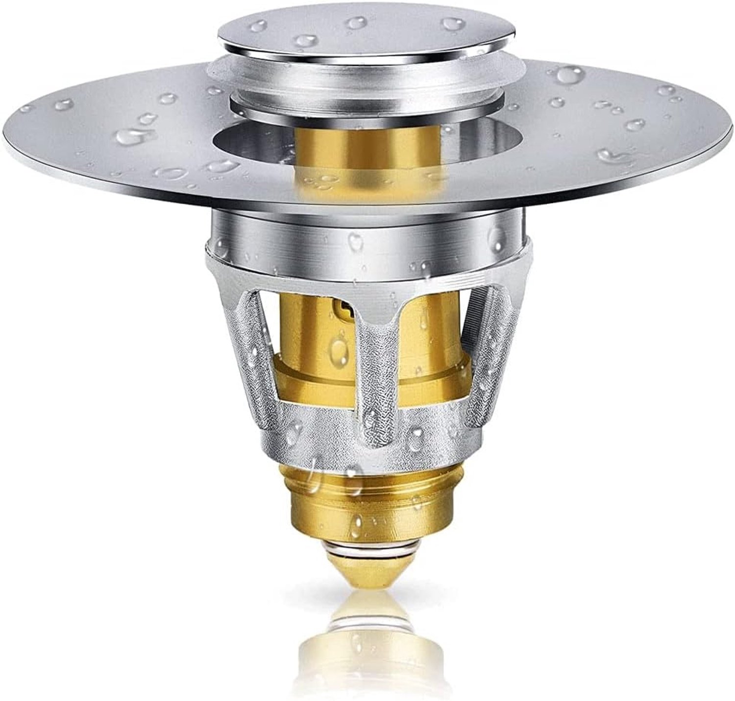 Aftapfilter Roestvrij Staal Pushtype Bounce Kern Geen Overloop Gootsteen Aftapplug Wastafel Bounce Drain Filter For Badkamer Keukenaccessoires