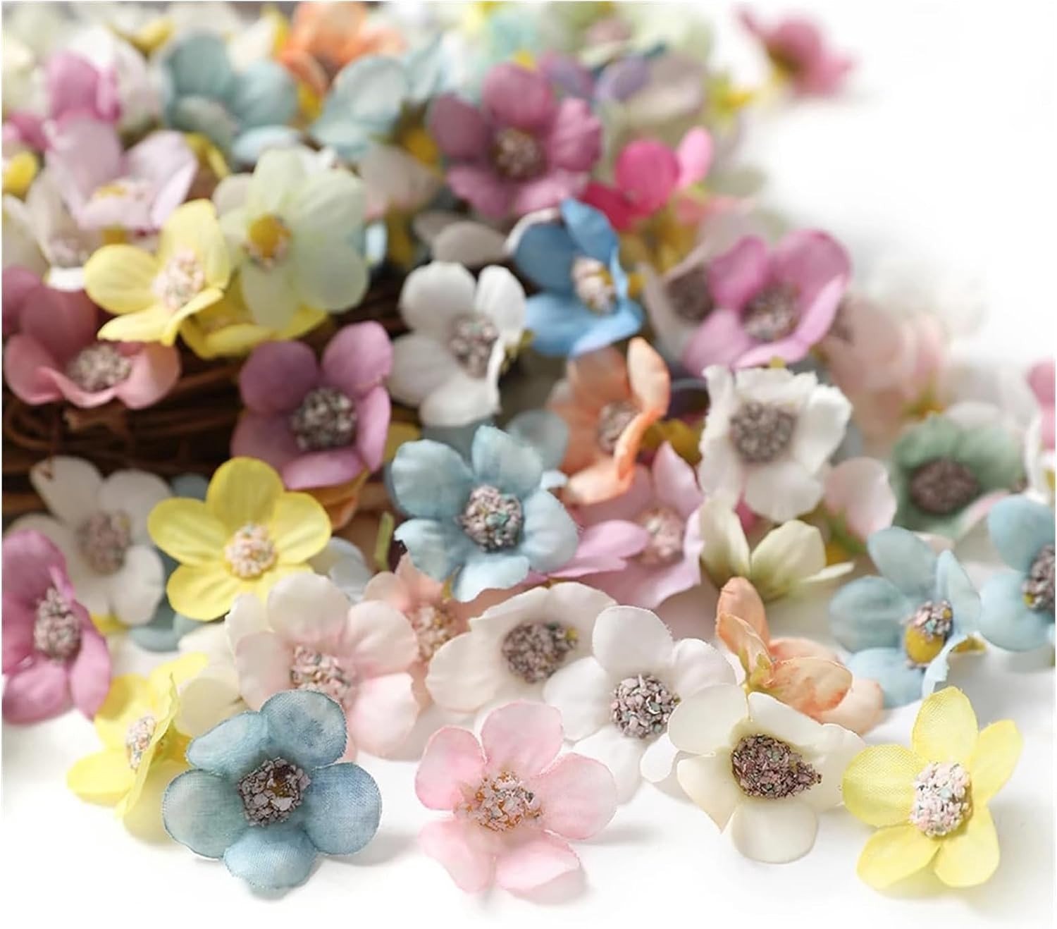 100 Stuks Kunstmatige Zonnebloem Bloemkoppen, Handgemaakte DIY Nepp bloemen voor Wreaths, Scrapbooks en Feestdecoratie