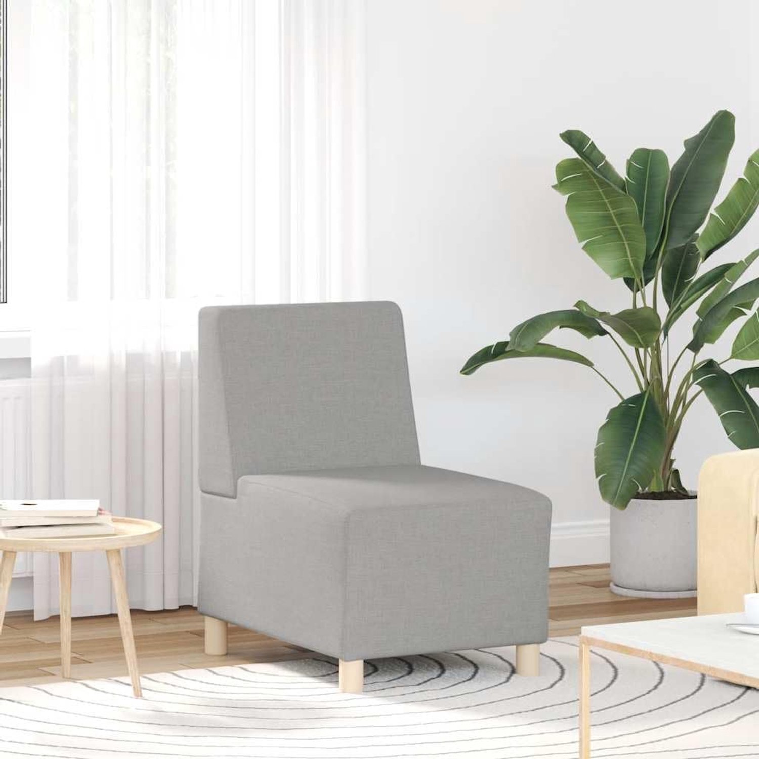 Sofa zonder armleuningen hemelgrijs 55 cm stof, 4-delige zitmeubelset voor woonkamer, veelzijdig gestoffeerde meubels met zacht polyesterweefsel en stabiel