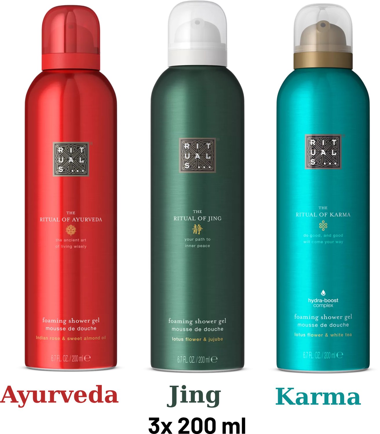 Rituals - Shower Gel Value Pack - Jing 200 ml + Ayurveda 200 ml + Karma 200 ml - Douchegel - Shower Foam