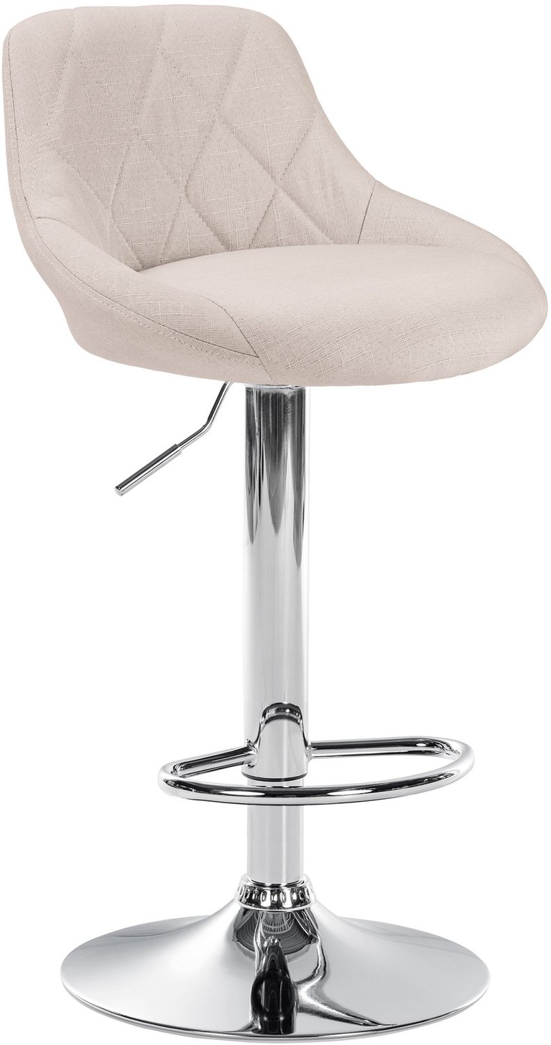 Luxe Comfort Barkruk - Stof - Crème chroom/creme