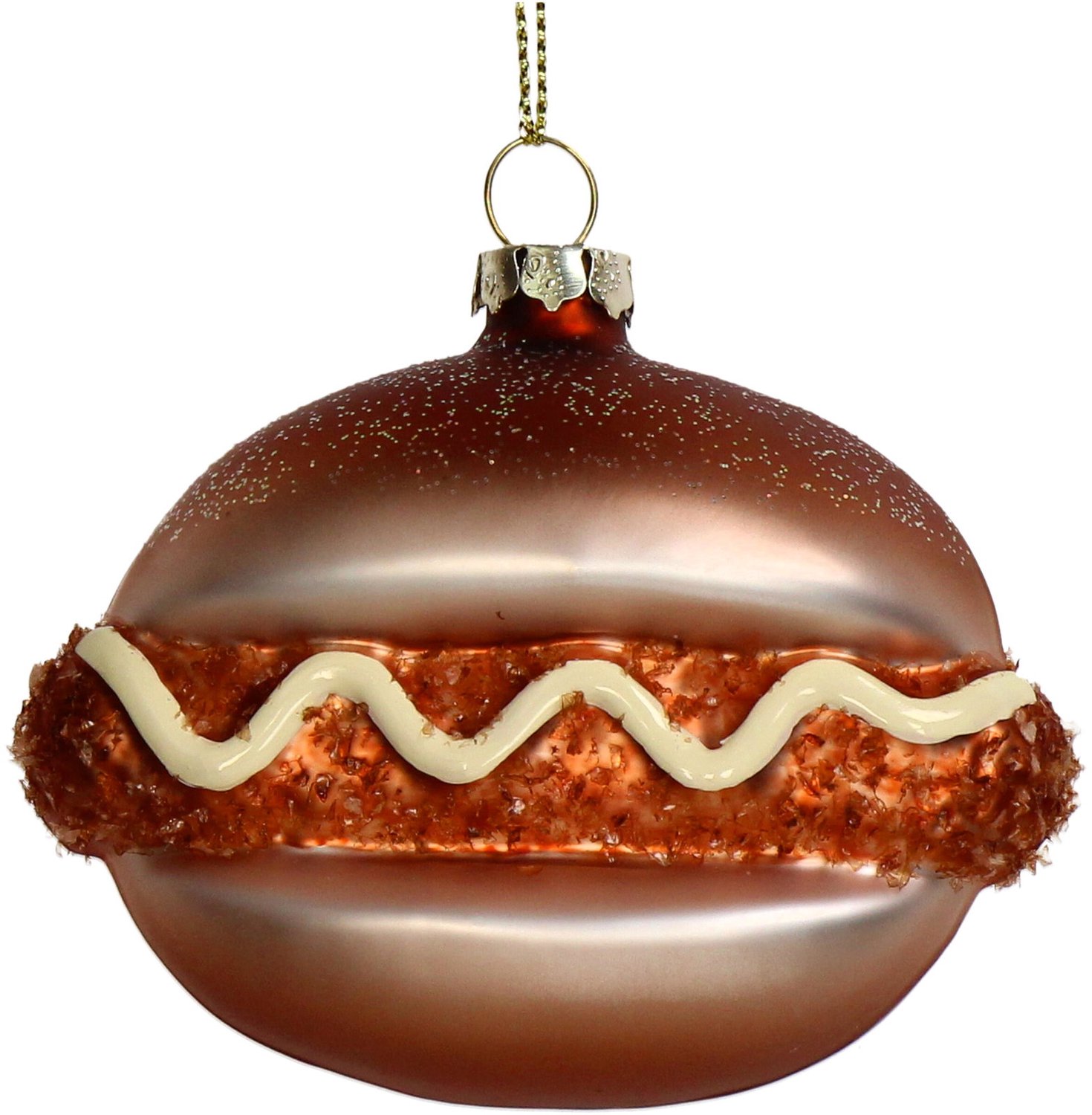 HD Collection Ornament kerstbal Kroket Sandwich Glas Bruin 8.5 cm HD Collection
