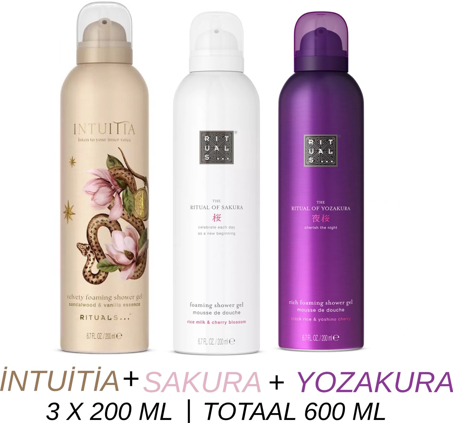 Rituals - Shower Gel Value Set - Intuitia + Sakura + Yozakura - 3 x Shower Gel 200 ml = 600 ml - Douchegel - Doucheschuim