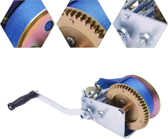 Handlier, lier met blauwe kabel, bergingslier, bootlier, handlier voor werkplaats, garage, aanhanger, boot (3500 lb marine lier (bandband: 10 mx50mm)) — afbeelding 5