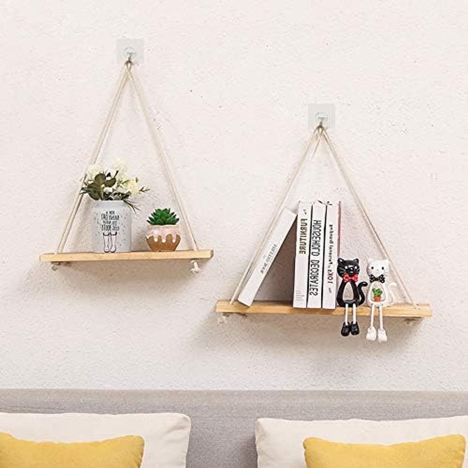 Schommel opknoping touw muur gemonteerde planken plant bloem pot rack indoor outdoor decoratie eenvoudige ontwerpplanken home decor (Color : 02)