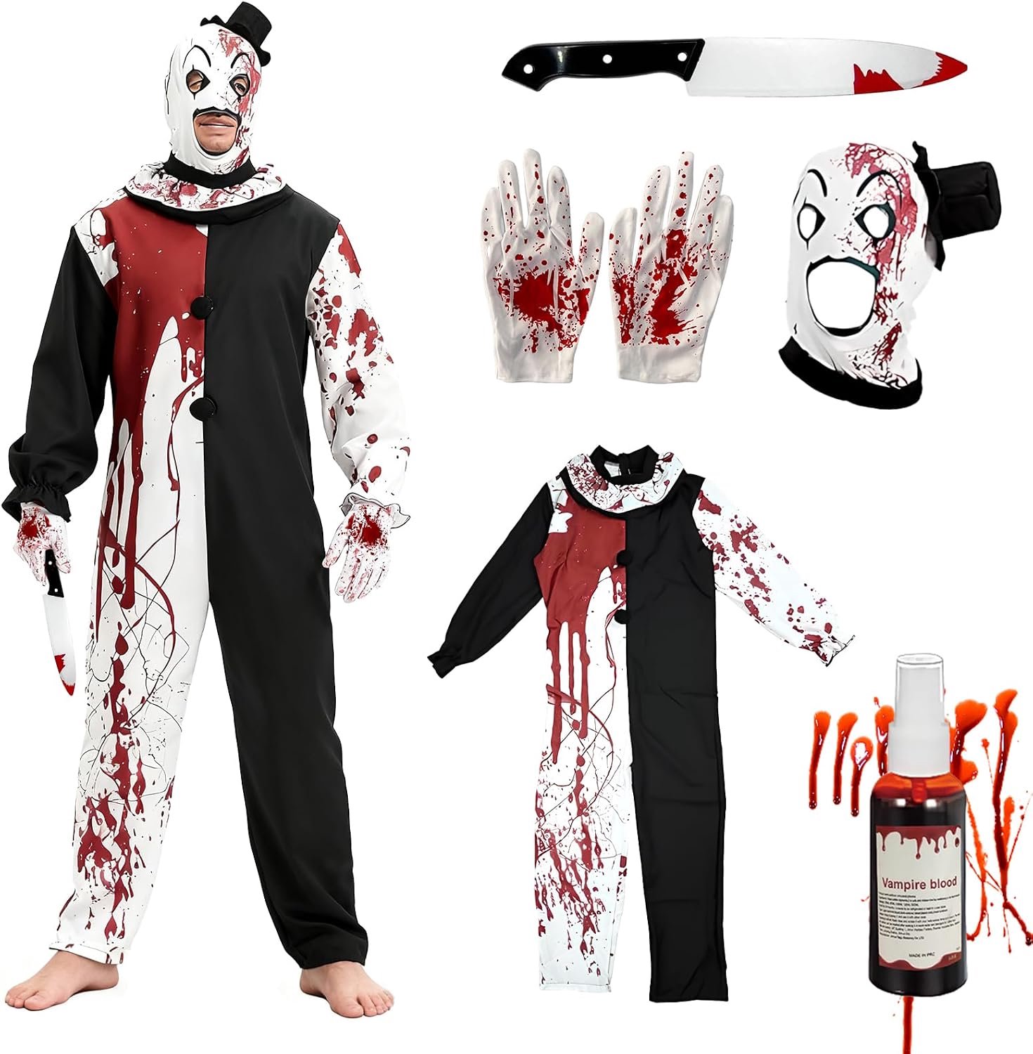 Clownkostuum, terrifier kostuum voor volwassenen, Halloween kostuum heren terrifier