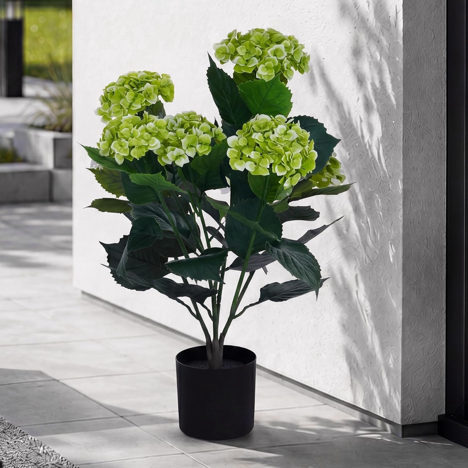 Kunsthortensia HWC-Q86, decoratieve plant kunsthortensia kunstplant, outdoor polyethyleen 64x40x40cm - groen