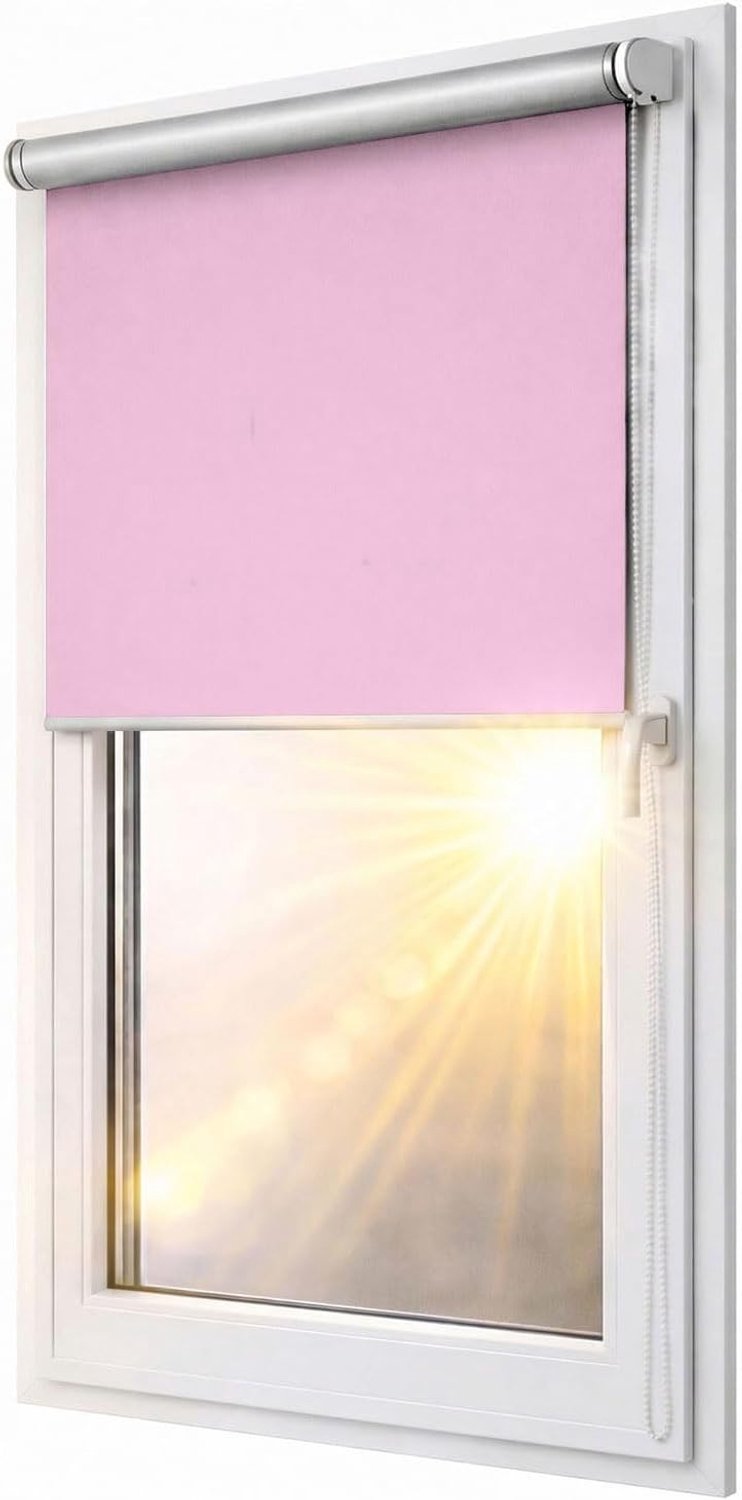 Verduisterend rolgordijn Blackout Silver Klemmfix zonder boren 90x150 cm roze - compleet voorgemonteerd met ingebouwd mechanisme, multistop