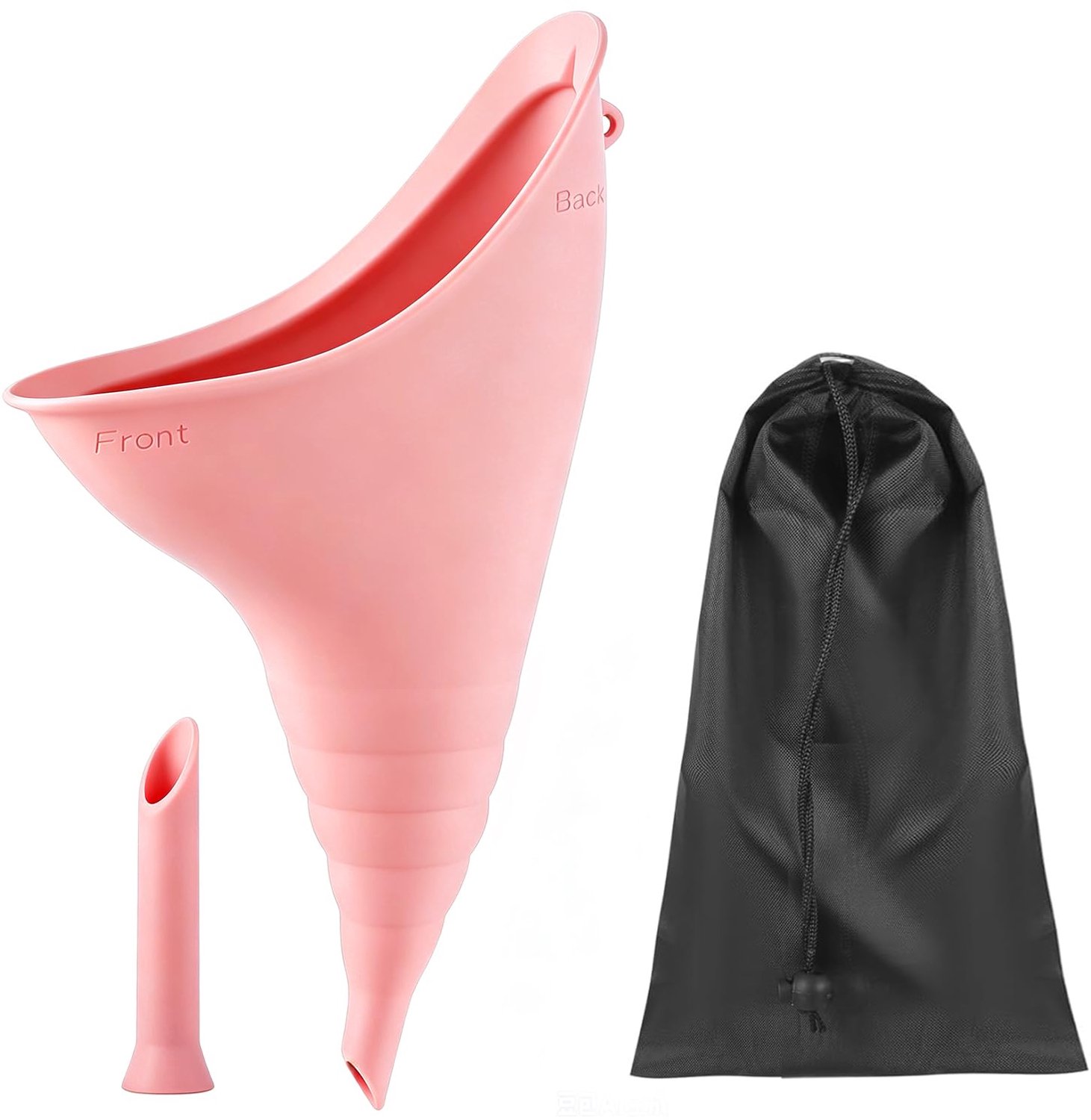 Urinella voor vrouwen, herbruikbare plashulp met verlengbuis, draagbaar vrouwenurinoir, urinoir voor vrouwen, wandelen, kamperen, accessoires voor onderweg, campingtoilet (roze)