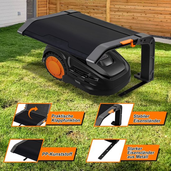 Garage voor robotmaaier van PP-kunststof, regenbescherming voor grasmaaiers, grasmaaier, wind- en zonbeschermde inklapbare garages, 72 x 56 x 36 cm, zwart — afbeelding 2