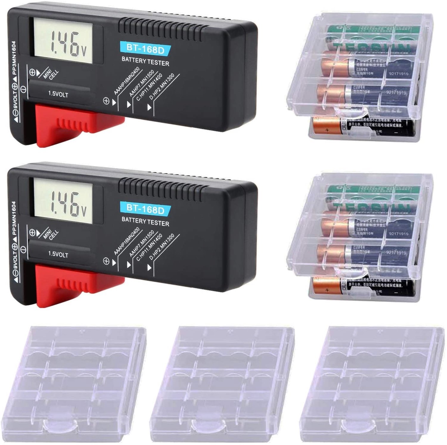 Digitale Batterijtester met LCD-display - Transparant - Compact Formaat - Universele Tester voor Diverse Batterijen - Voor Thuisgebruik