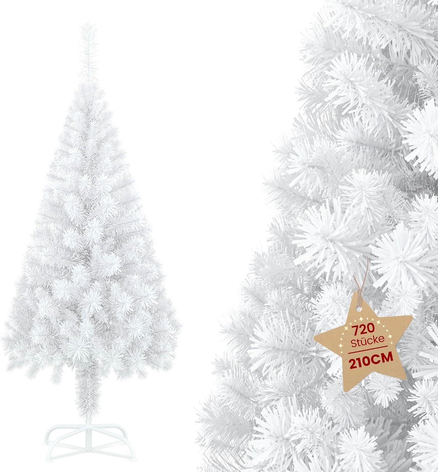 Kunstkerstboom van pvc, 210 cm, met standaard, segmentmontage, dennenvormige kerstboom, kerstdecoratie