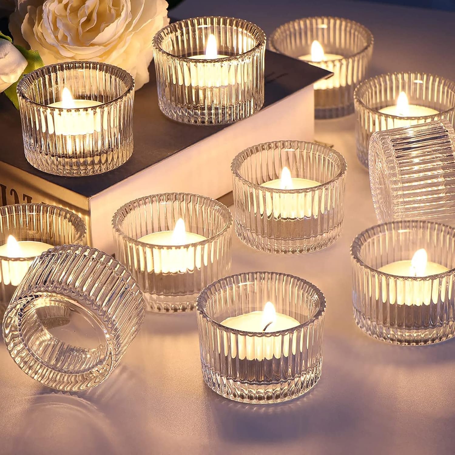 Theelichthouders, ideaal voor theelichtjes, kaarsen en als container, windlicht voor cadeau, aromatherapie, bruiloft, feest, decoratie, woonaccessoire, transparant