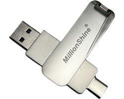 2-in-1 USB-A & USB-C Stick - Luxe Design 1TB - 400Mbps - USB Stick - Geschikt voor alle Laptops / Smartphones / Tablets