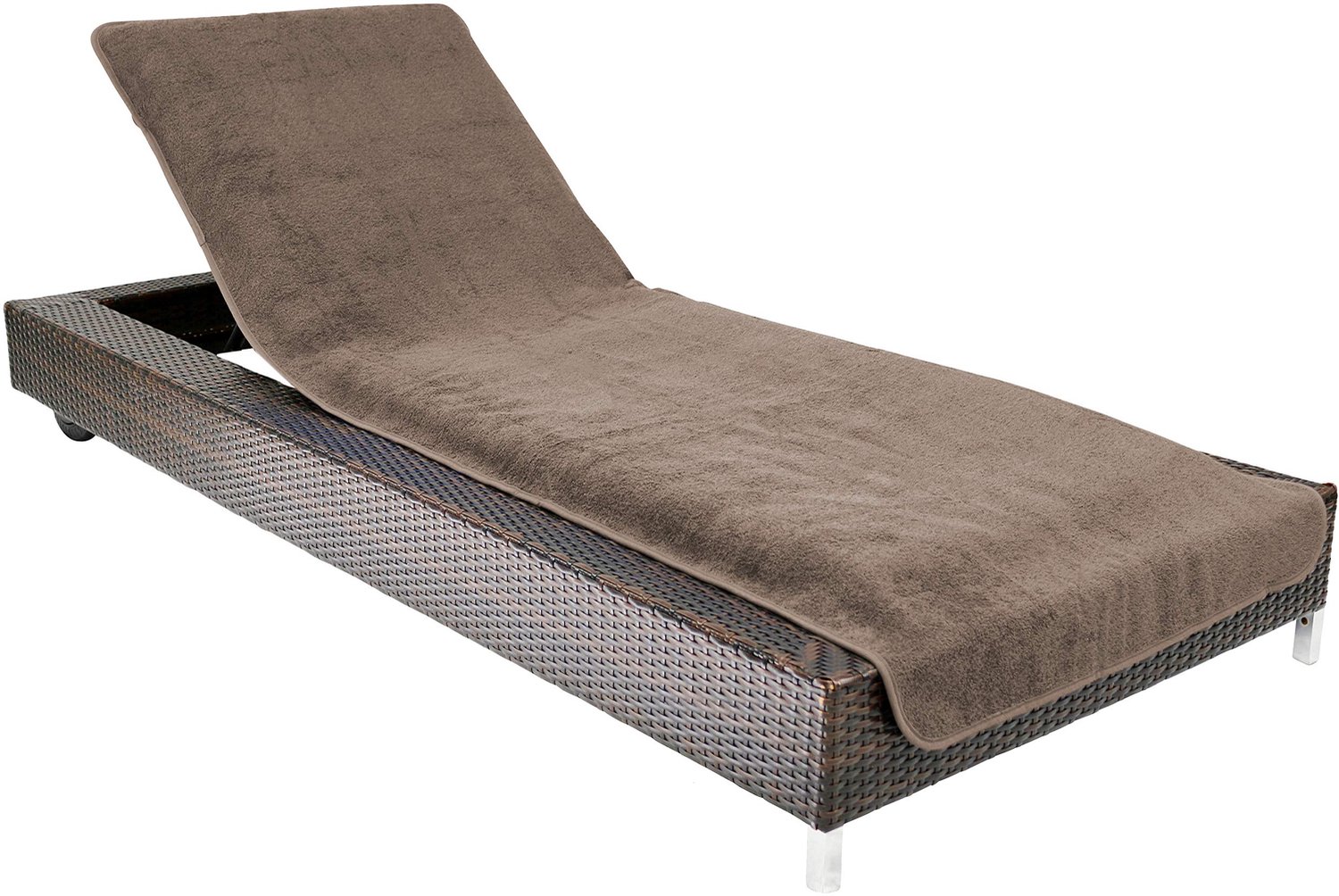 Badstof Hoes voor Tuinligstoel met Capuchon - 100% Katoen - Bruin