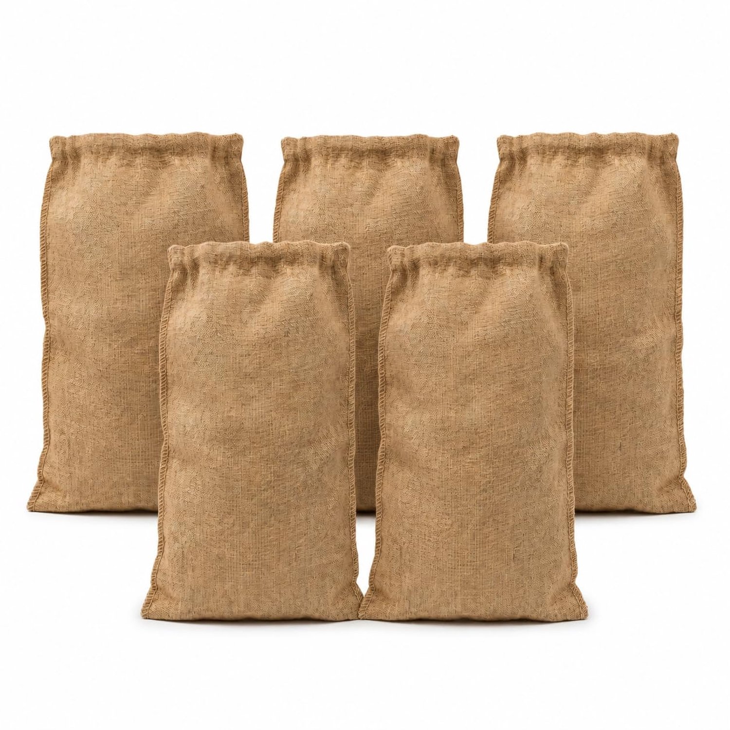 Jute Zakken 50x85 cm - Set van 5 Natuurlijke Ademende Zakken