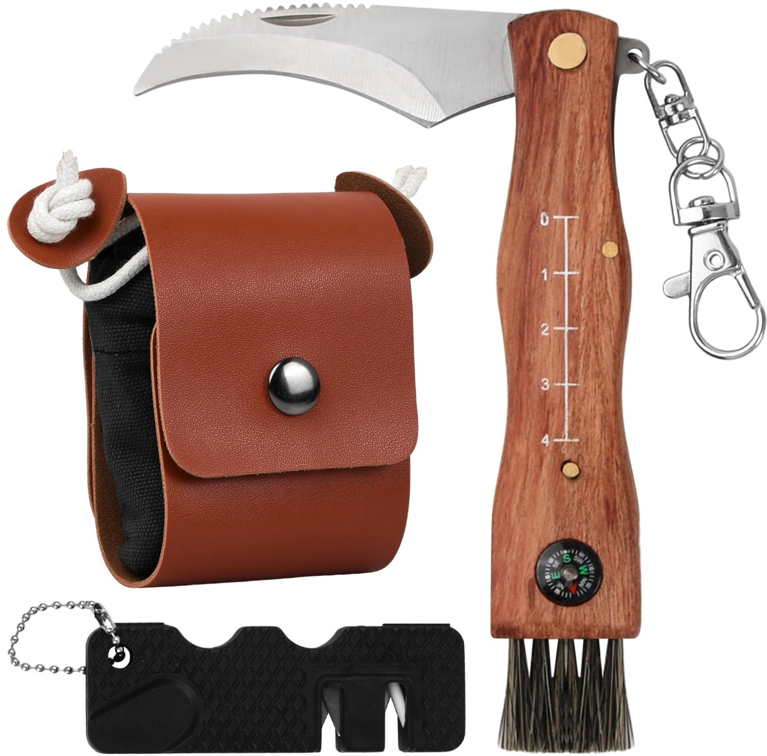 Vouwbare Paddestoelenmes met Borstel en Tas