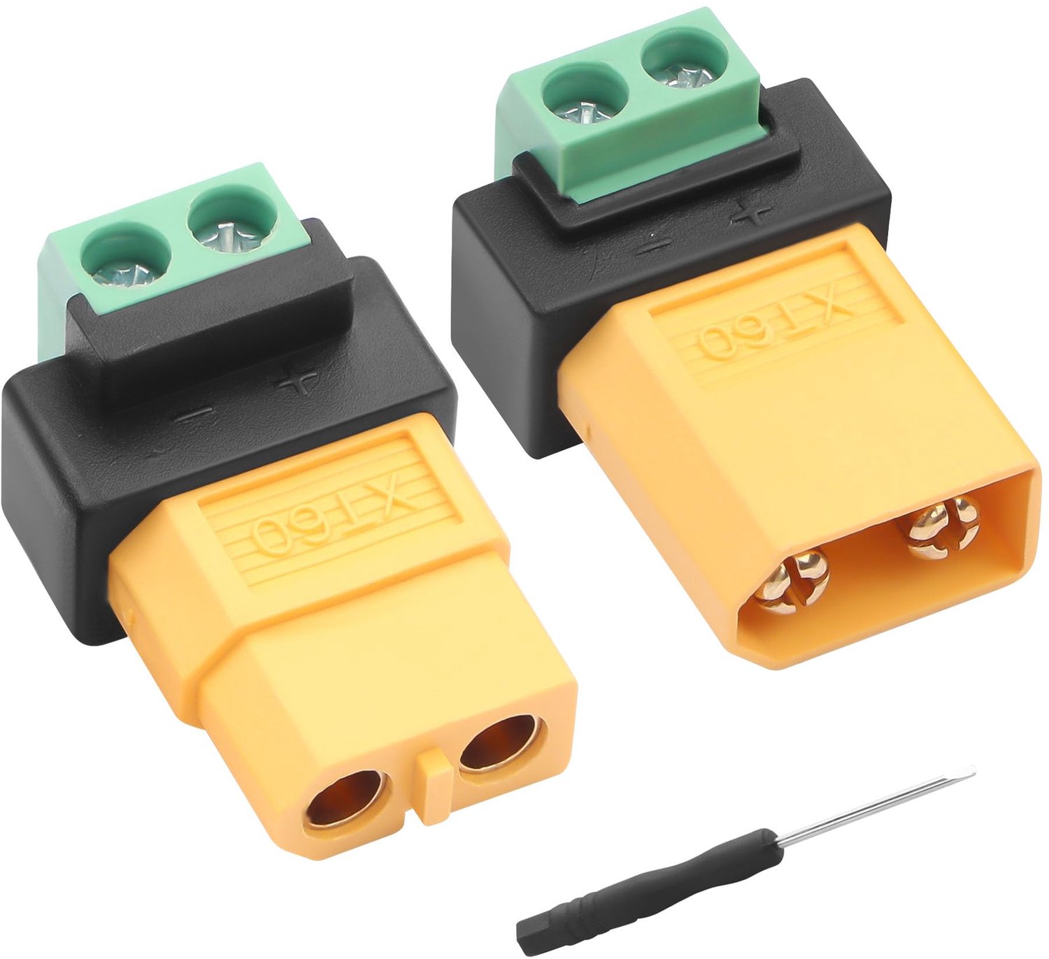 XT60 naar 2 Pin Schroefklem Adapter Set van 2
