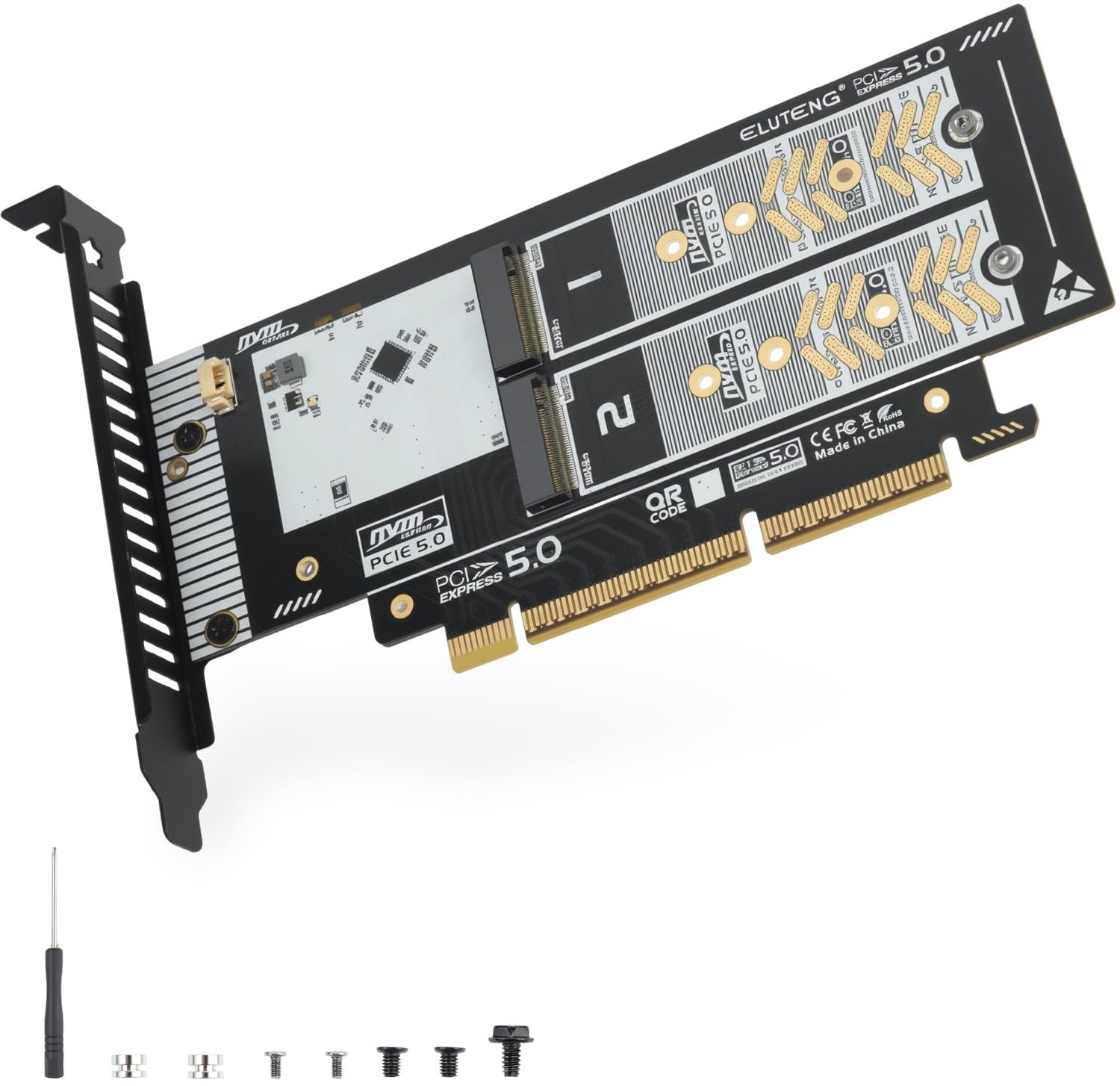 Dual NVMe naar PCIe 5.0 Adapter voor SSD-uitbreiding