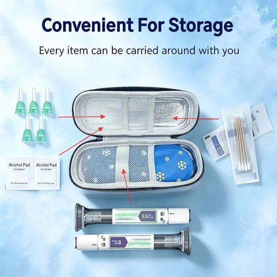 Draagbare, geïsoleerde reisetui voor injectiepennen - zwart - insuline gekoelde reisdoos - Koelbox - Diabetes tas - Insuline gekoelde harde koffer - Insulinepen etui - Geschikt voor insulinepennen - Geschikt voor dagelijks gebruik en reizen - 1 stuks — afbeelding 2
