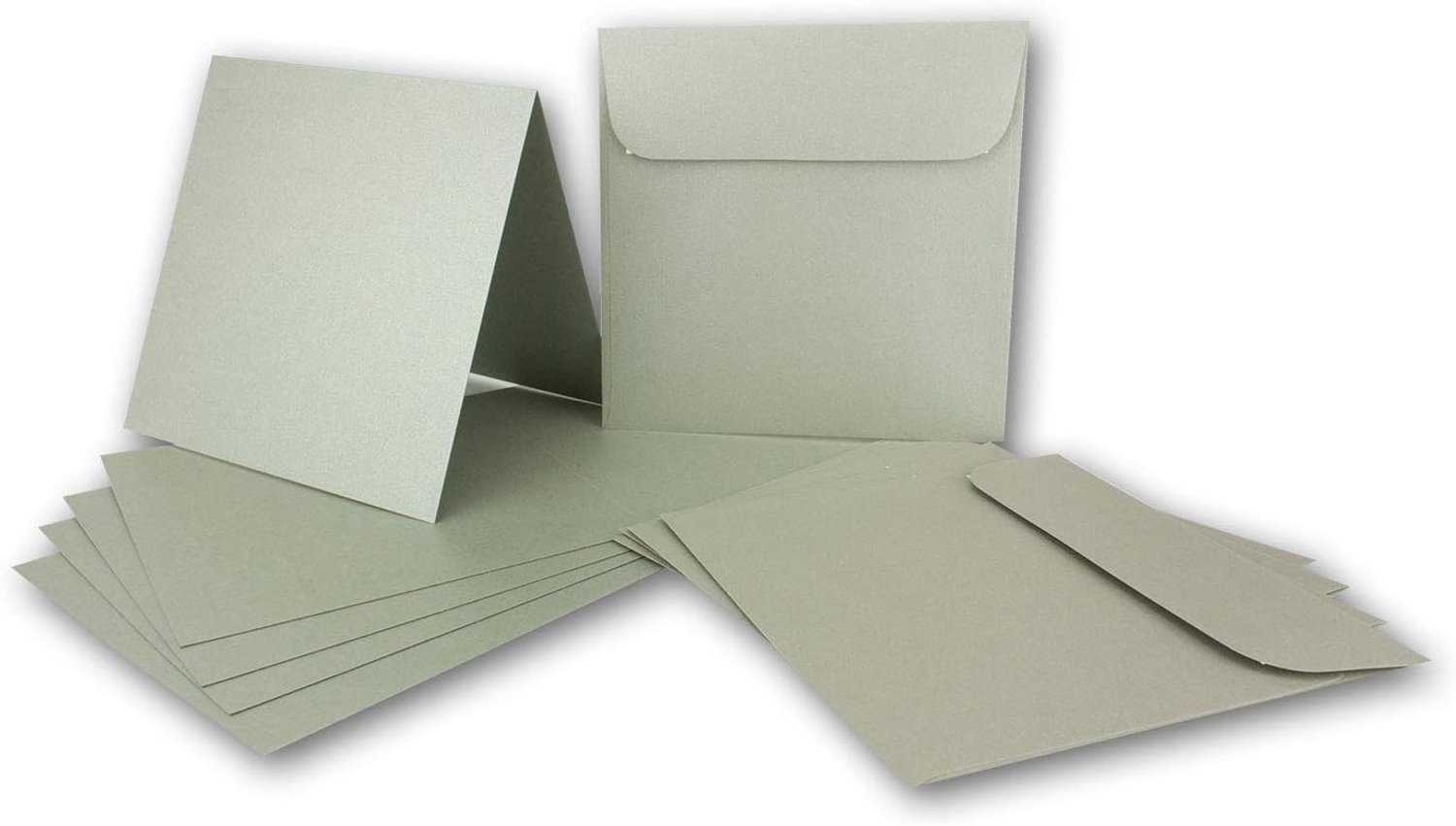 ARTOZ NORDANA 15x vierkante vouwkaarten set met enveloppen - olijf glow - 300 g/m² - 15,5 x 15,5 cm - glanzend papier voor knutselen en printen