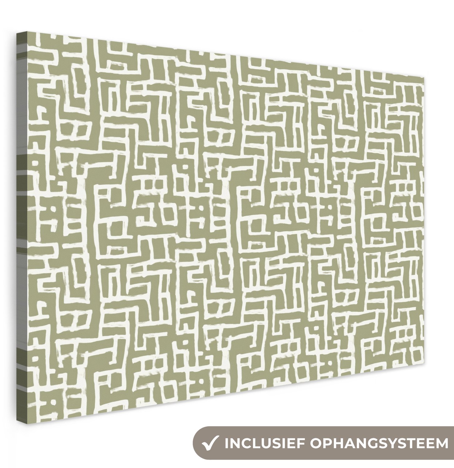 Canvas schilderij 120x80 cm - Exclusieve wanddecoratie Grafisch - Patroon - Groen - Muurdecoratie woonkamer - Slaapkamer decoratie - Kamer accessoires - Schilderijen op canvas