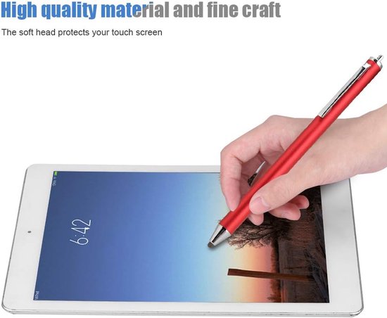 Stylus pen voor touchscreen - universele touchscreenpen - rood - beschermt tegen vingerafdrukken - ServiceTopper — afbeelding 4