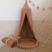 LILIMAUS Klamboe baby met gouden details - bedhemel en hemeltje kinderkamer - mousseline katoen - 245 cm - bruin