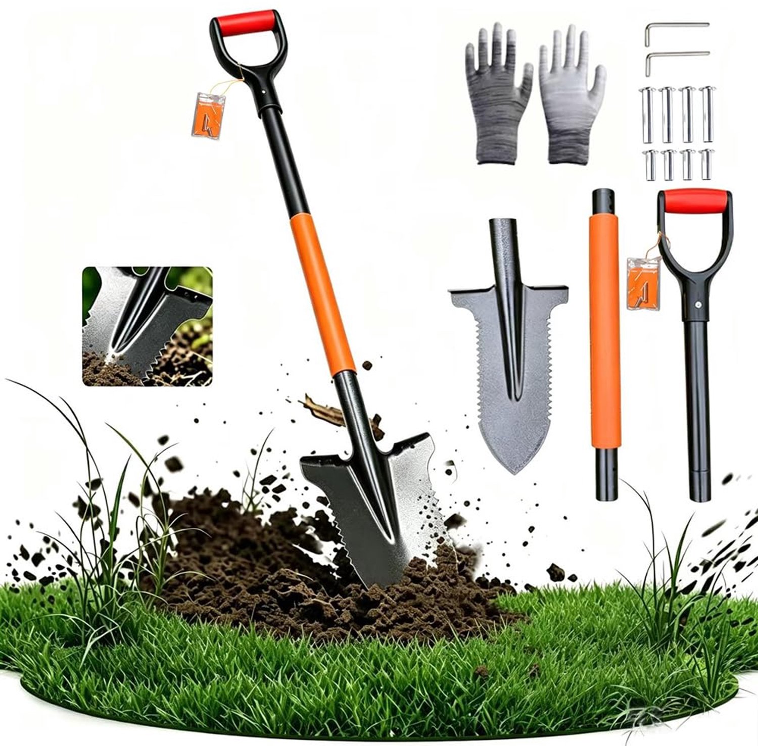 Wortel Steekschop met Zaag, Verlengde Handgreep 115 cm