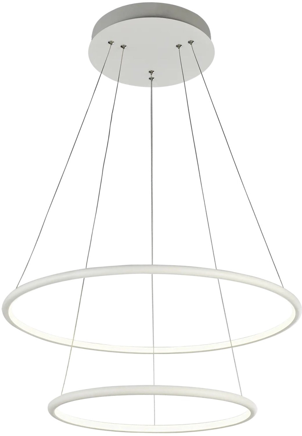 Fantasia Annu hanglamp met 2 ronde ringen (Ø40 en Ø60 cm), wit metaal/plexi, 53W SMD LED 3000K, 3445 lumen, dimbaar