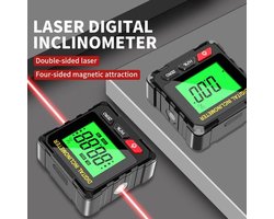 Digitale gradenboog, kantelmeter met dubbele laser en kalibratiefunctie, 4-zijdig magnetisch, 0,05° nauwkeurigheid, gradenboog met lcd-achtergrondverlichting, USB-C oplaadbaar, hellingsmeter voor Gra