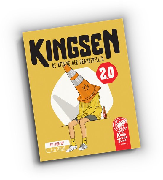 Voorkant van de Kingsen 2.0 speldoos, schuin gefotografeerd. Illustratie van een persoon met een pion op het hoofd.