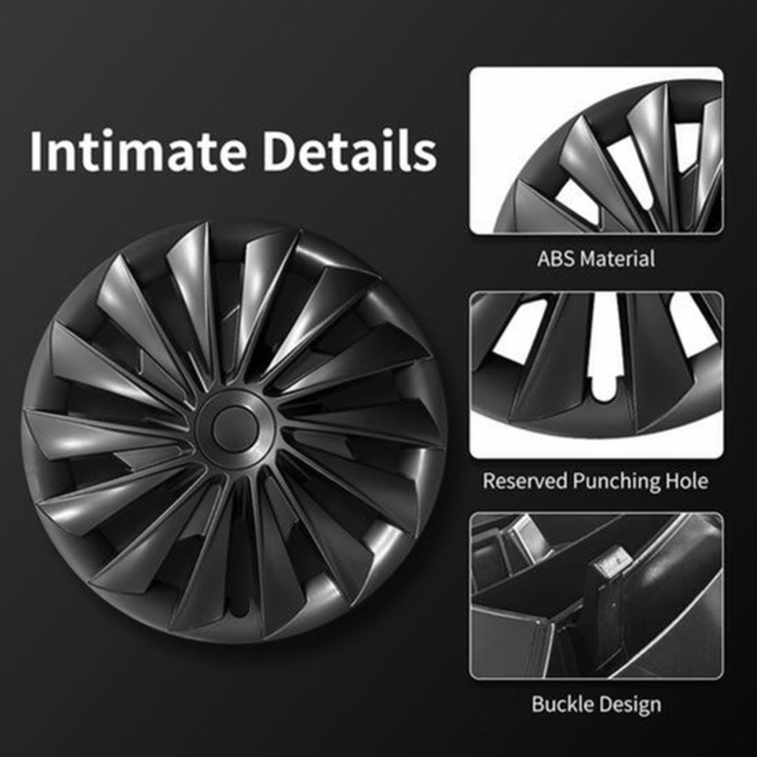Wielafdekkingen Mat Zwart - 18 Inch Voor Tesla Model 3 Highland - Voertuigspecifieke Pasvorm - Turbine Stijl - Auto Accessoires