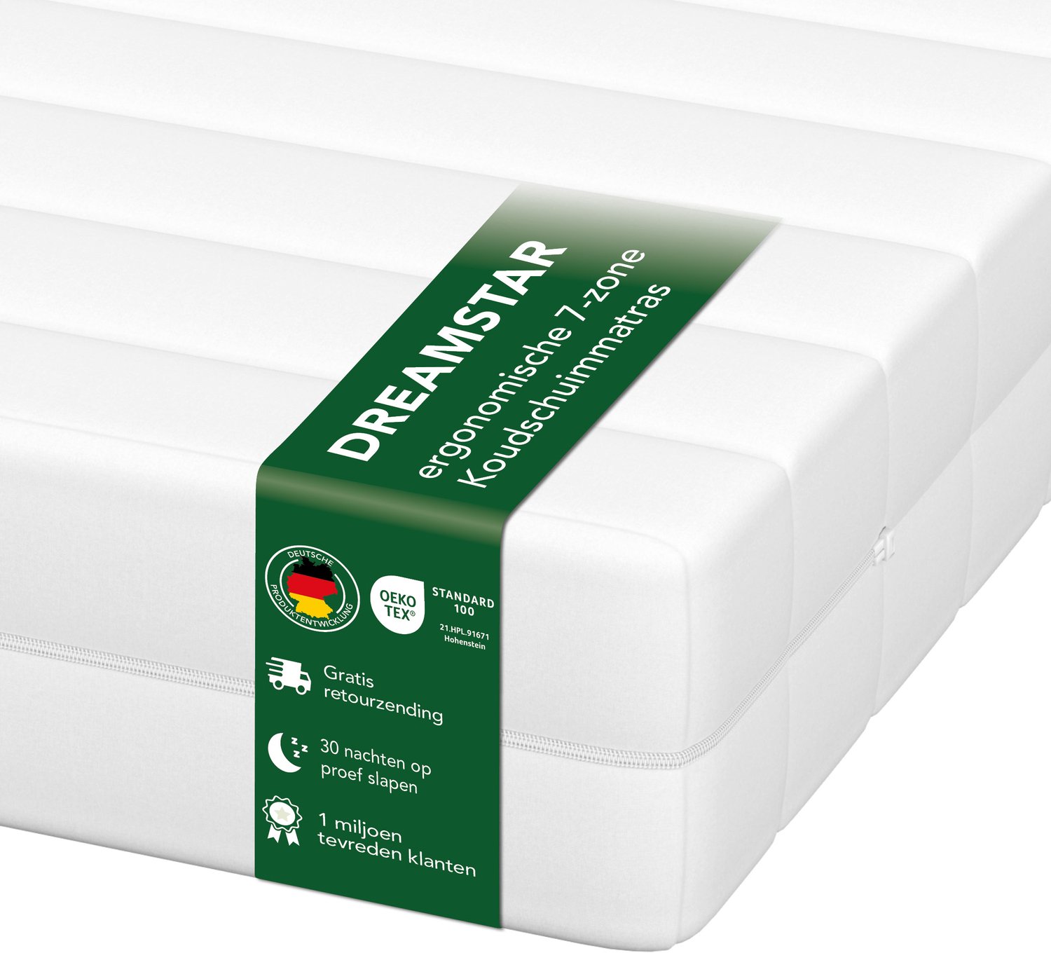 Dreamstar Ergonomisch 7-zone koudschuimmatras | 180 x 200 cm | 11cm | H2 & H3 | DREAMSTAR Easy Flex wit