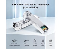 10G SFP+ Bidi Transceivers LC Single-Mode Module voor (1330nm-TX/1270nm-RX)/ (1270nm-TX/1330nm-RX), 10KM, met DDM - 1 paar