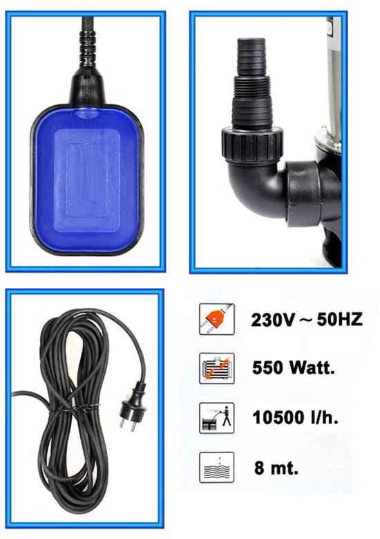 9001B elektrische pomp voor Acque Torbide, 550 Watt — afbeelding 2
