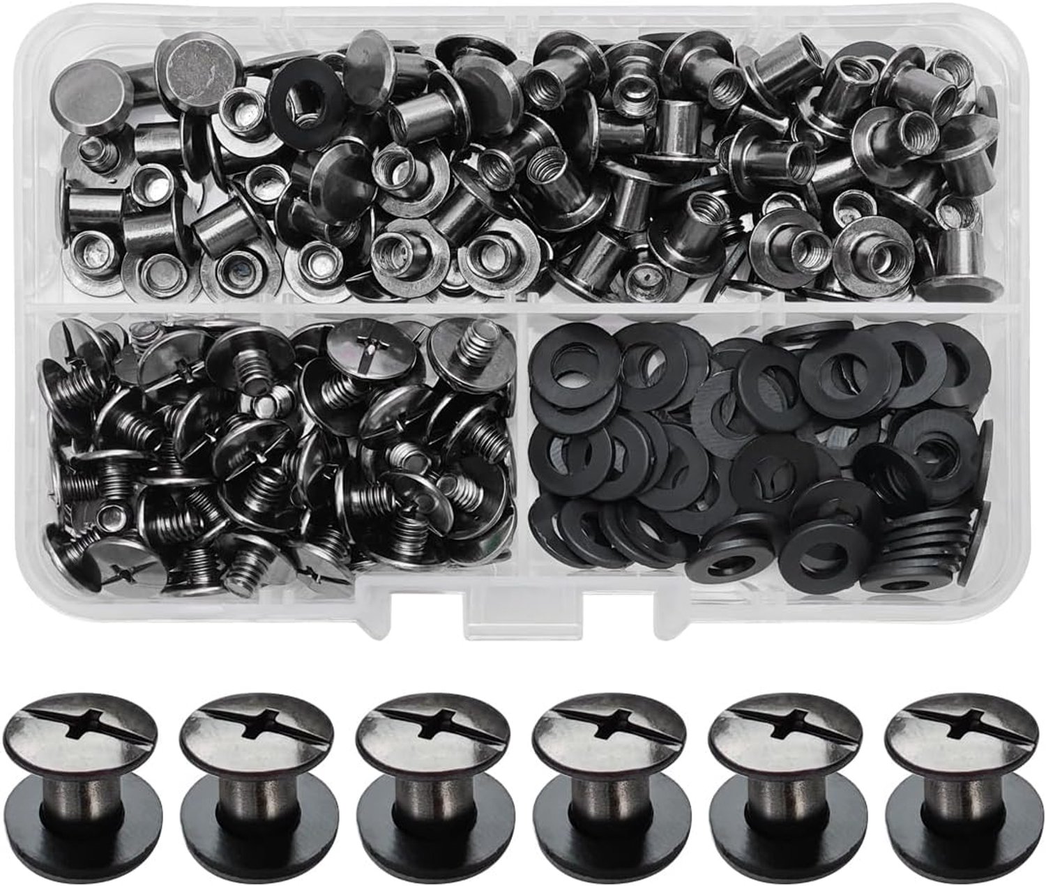 SHSMPXOY Chicago 90 Pieces Stainless Steel Book Screws M5 x 6mm Chicago Screws Book Binder Screws Rivets for Leather - ShopVlot