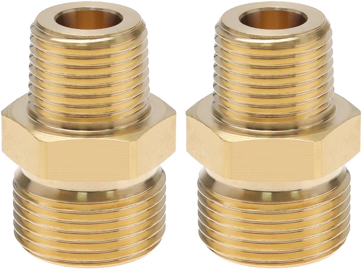 SnelShoppen - 2 Stuks Messing Hogedrukreiniger Koppeling 3/8 Inch NPT Mannelijk naar M22 14 mm Mannelijke Adapter Fitting 4500 PSI Slang Connector Con