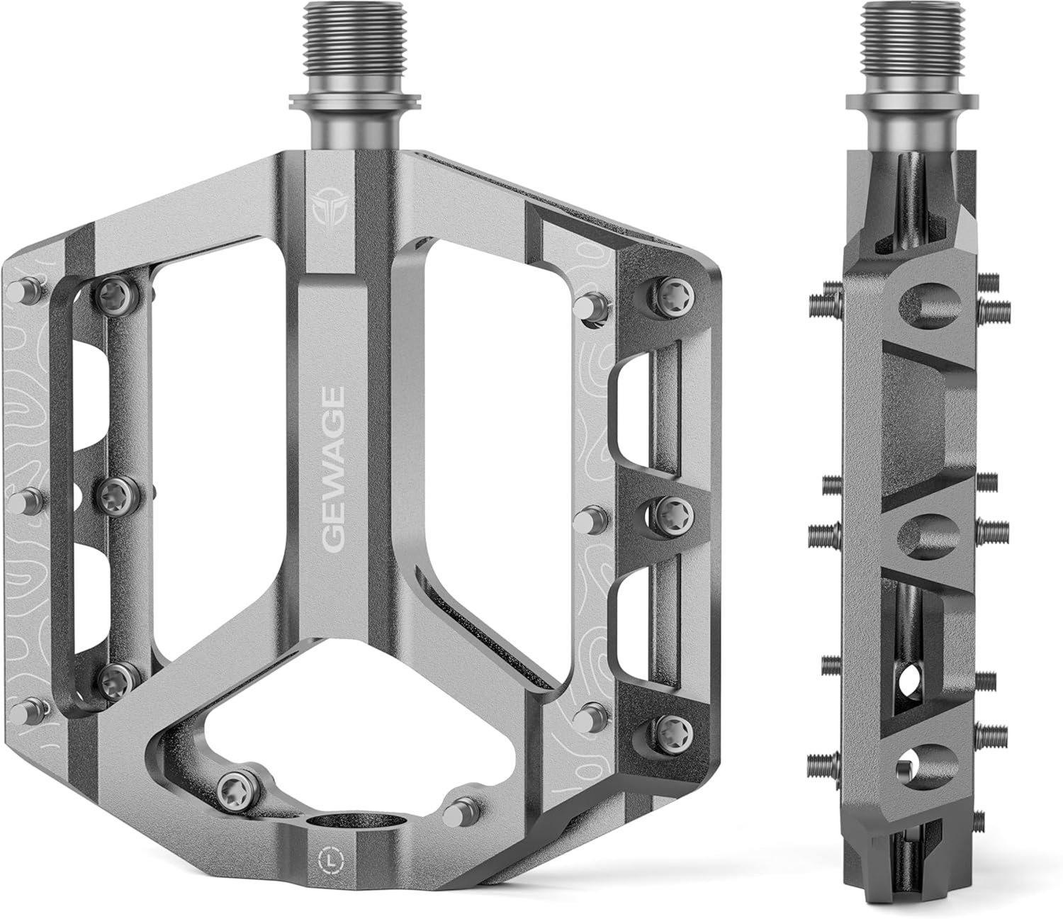 SnelShoppen - MTB Pedalen, Fiets Pedalen, Flat Pedalen voor Mountainbike en Gravelbike, Antislip en Duurzaam, Aluminium Legering, CNC Bewerkt, 9/16 In