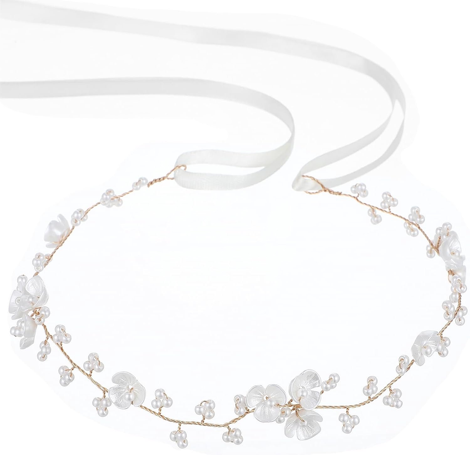 Bloemenkrans voor meisjes - bruiloft en verjaardag - parel hoofdband - elegant haaraccessoire - ShopVlot