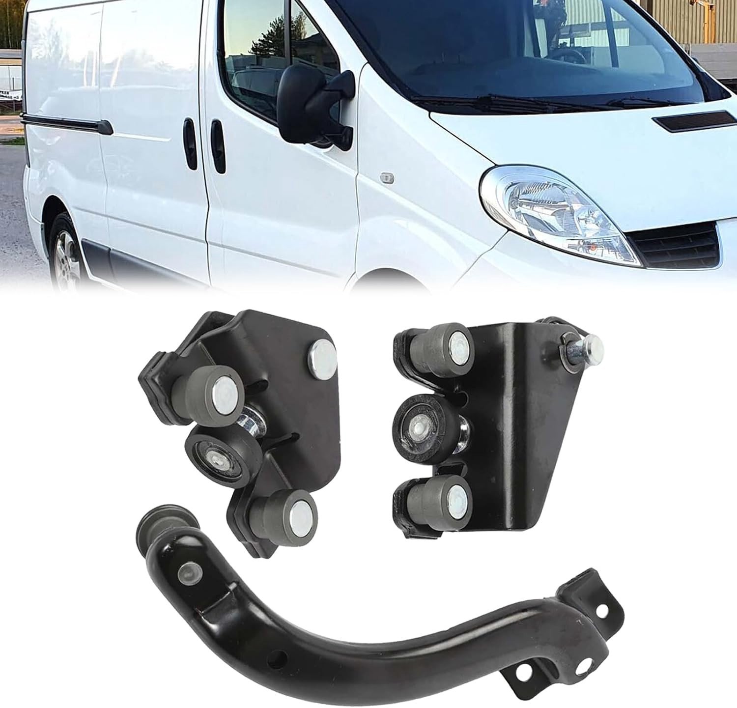 Set van 3 Deurriemen voor Zijdeur, Geschikt voor Renault Trafic 2, Opel Vivaro A en Nissan Primastar 2000-2014 - Inclusief Bovenste, Centrale en Onderste Rollers