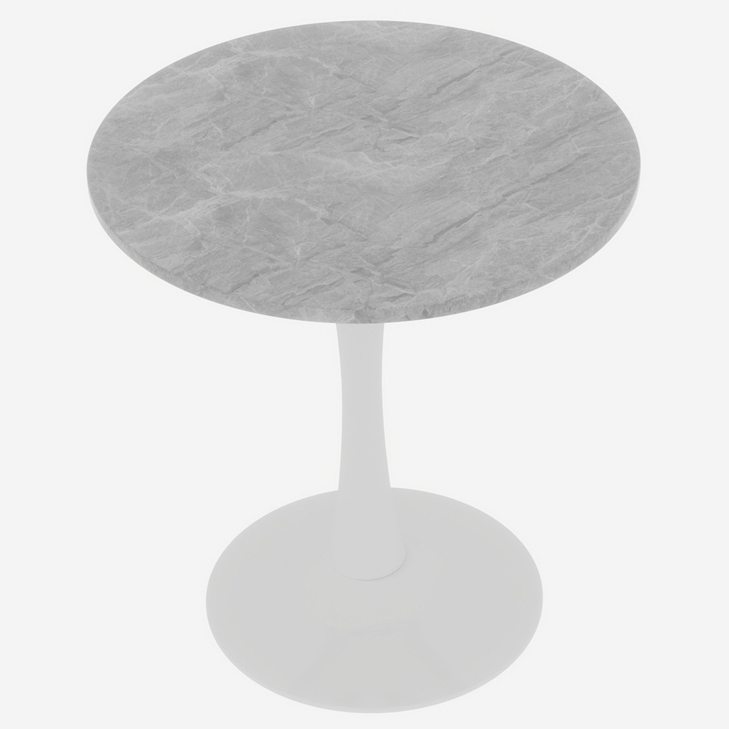 SONNENH Ronde eettafel - Kunstmarmer blad en wit onderstel - Ø 70 cm - 72 cm hoog
