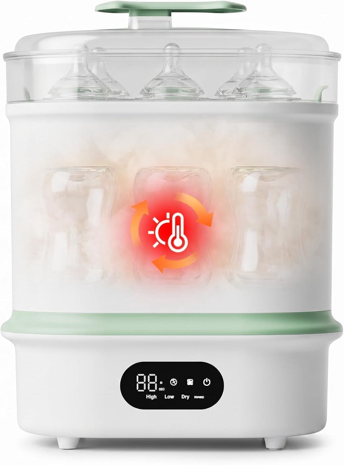 4-in-1 Elektrische Flessensterilisator en Flessendroger voor Babyflessen, Melk Pomp Accessoires, Automatische Uitschakeling, Capaciteit van 6 Flessen, Verstelbare Timer