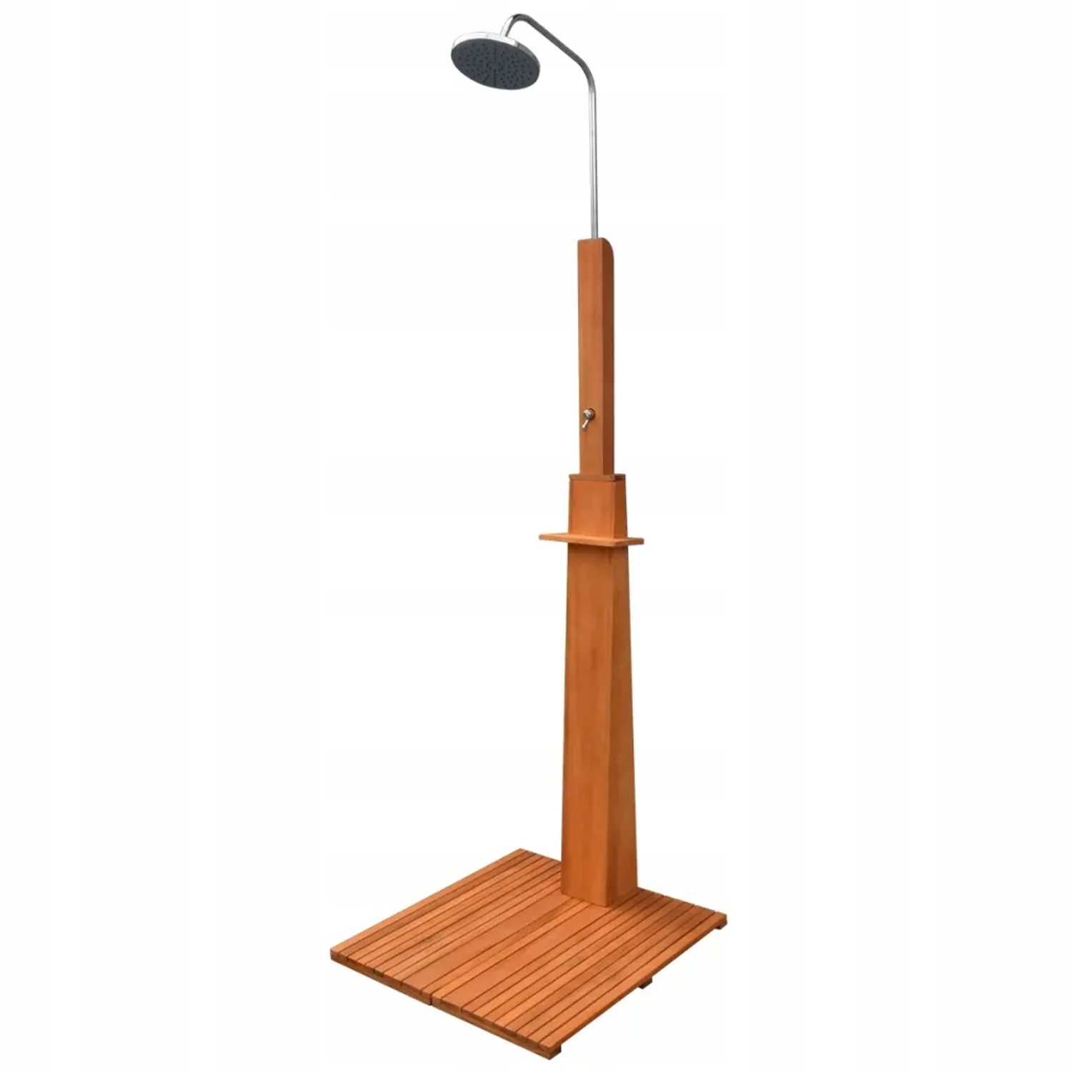 Houten Buitendouche 70x70x220 cm - Bruin/Zilver