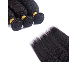 IFLY 9A Kinky Straight Human Hair Bundles (12 14 16 inch) Yaki Straight Brazilian Virgin Hair Weaves 100% onbewerkte - ShopVlot