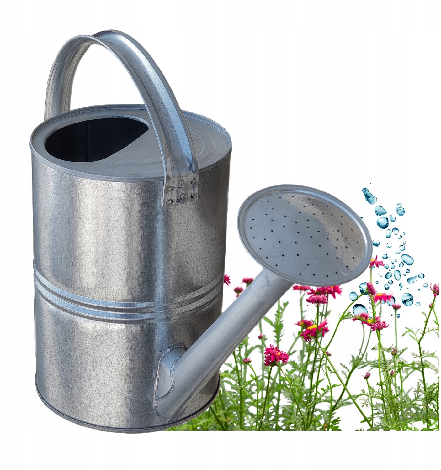 Metalen gieter 10L, gegalvaniseerd, voor tuin en planten